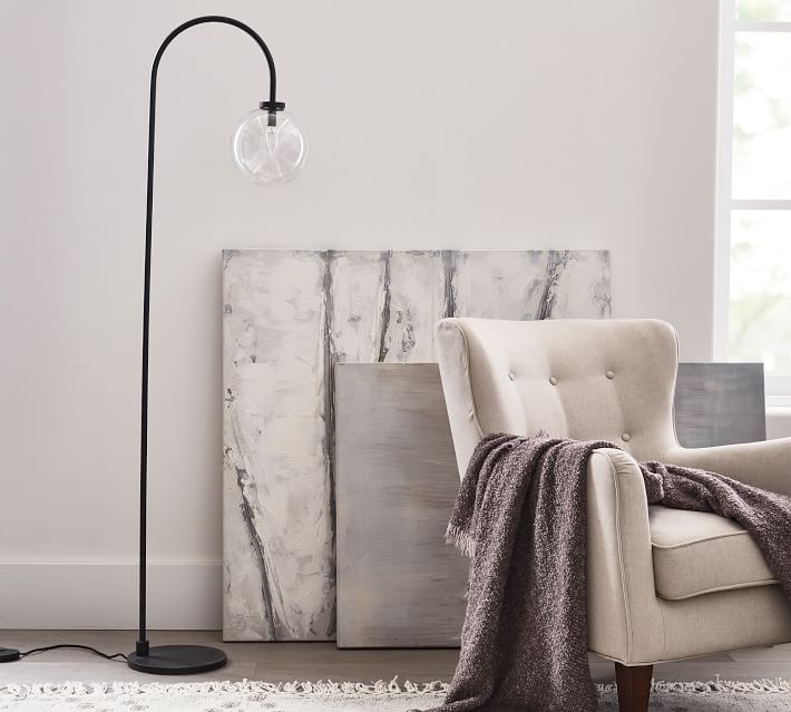 floor lamp with round glass globe