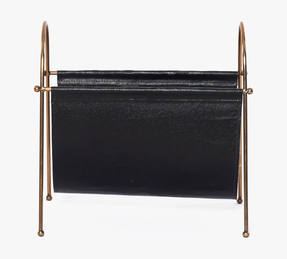 Faux Leather & Stainless Steel Magazine Holder | Pottery Barn