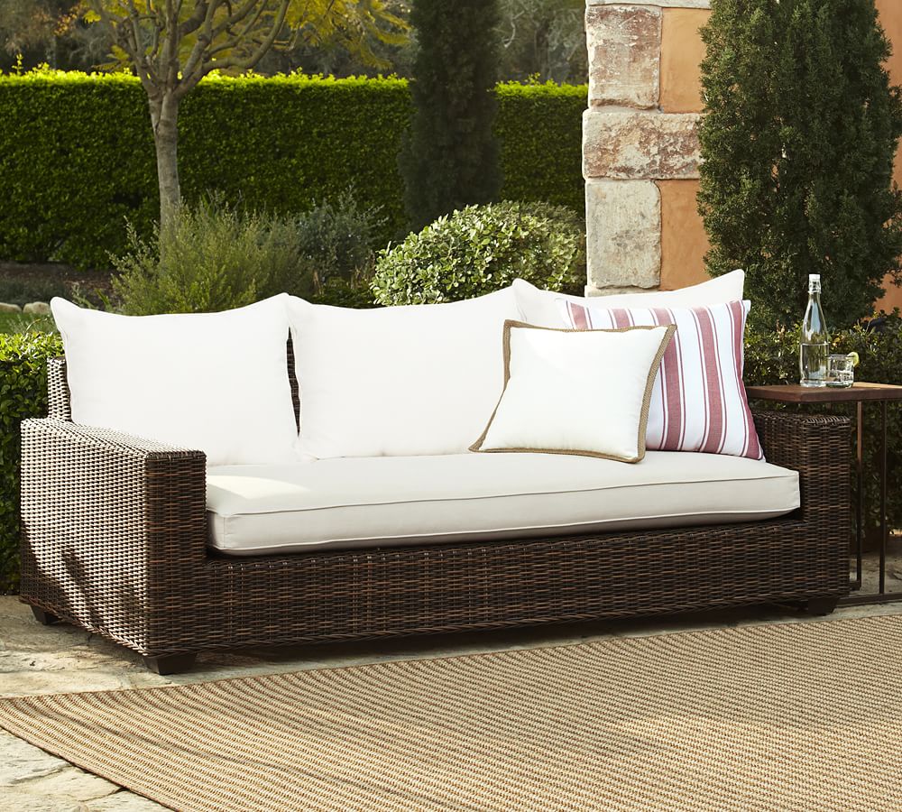 Torrey AllWeather Wicker SquareArm Outdoor Sofa Pottery Barn
