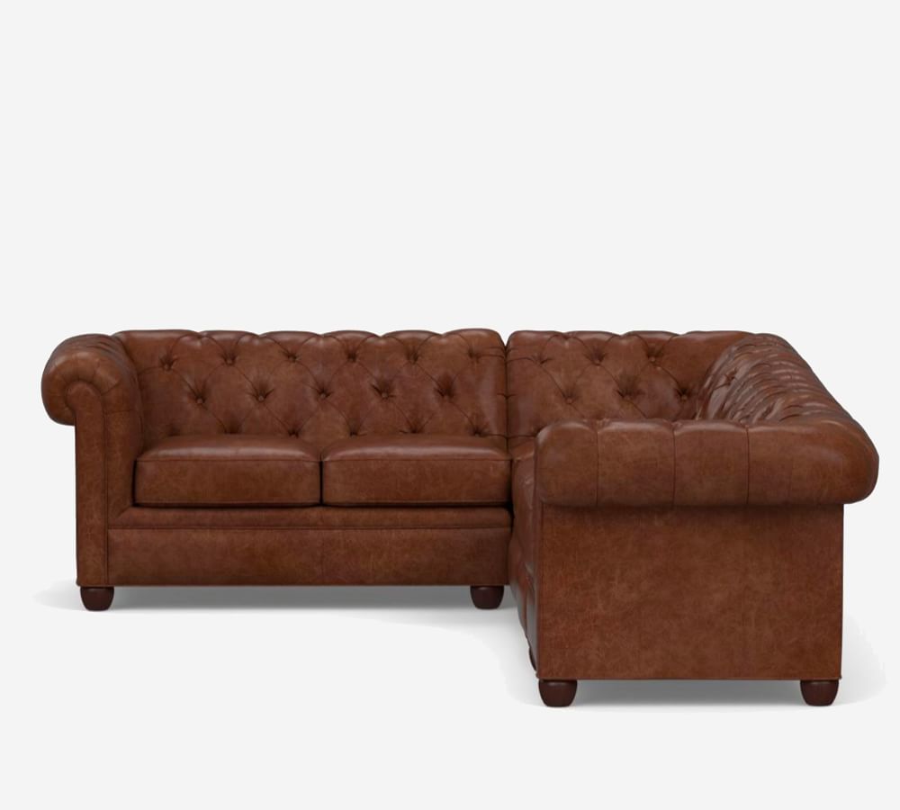 Chesterfield Roll Arm Leather 4Piece Sectional Pottery Barn