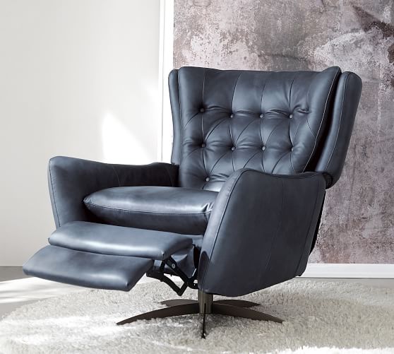 wells tufted leather swivel recliner