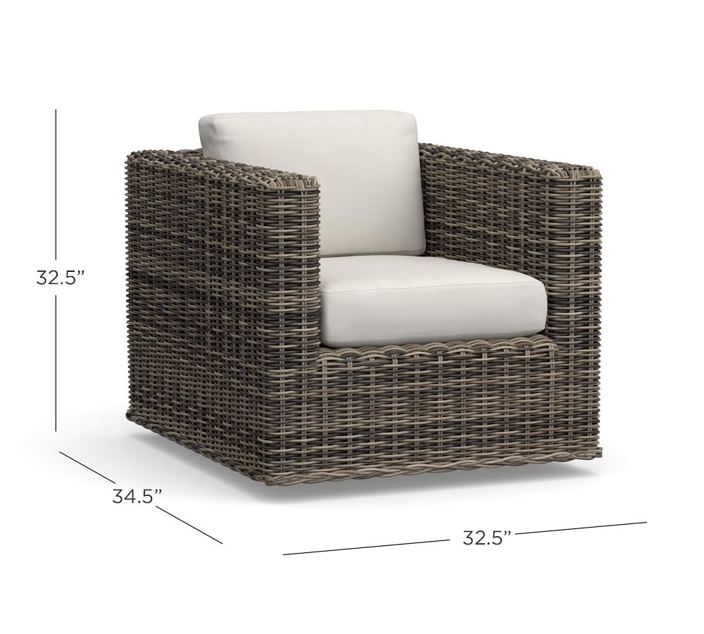 Huntington All-Weather Wicker Square Arm Swivel Lounge Chair | Pottery Barn