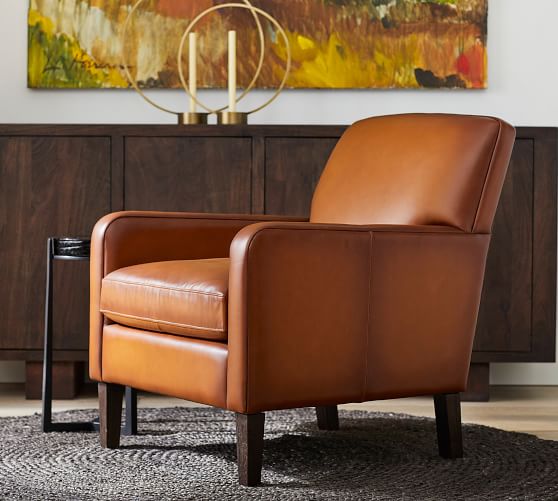 pottery barn armchair leather