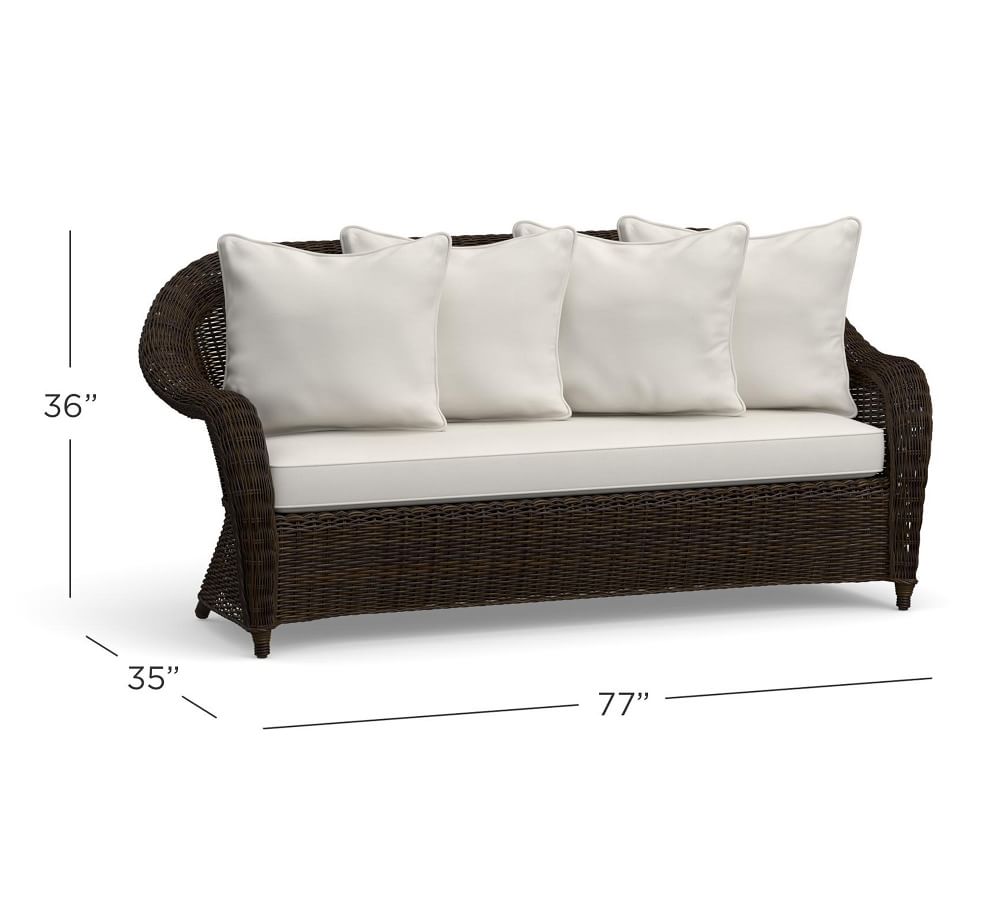 Torrey AllWeather Wicker Roll Arm Outdoor Sofa Pottery Barn