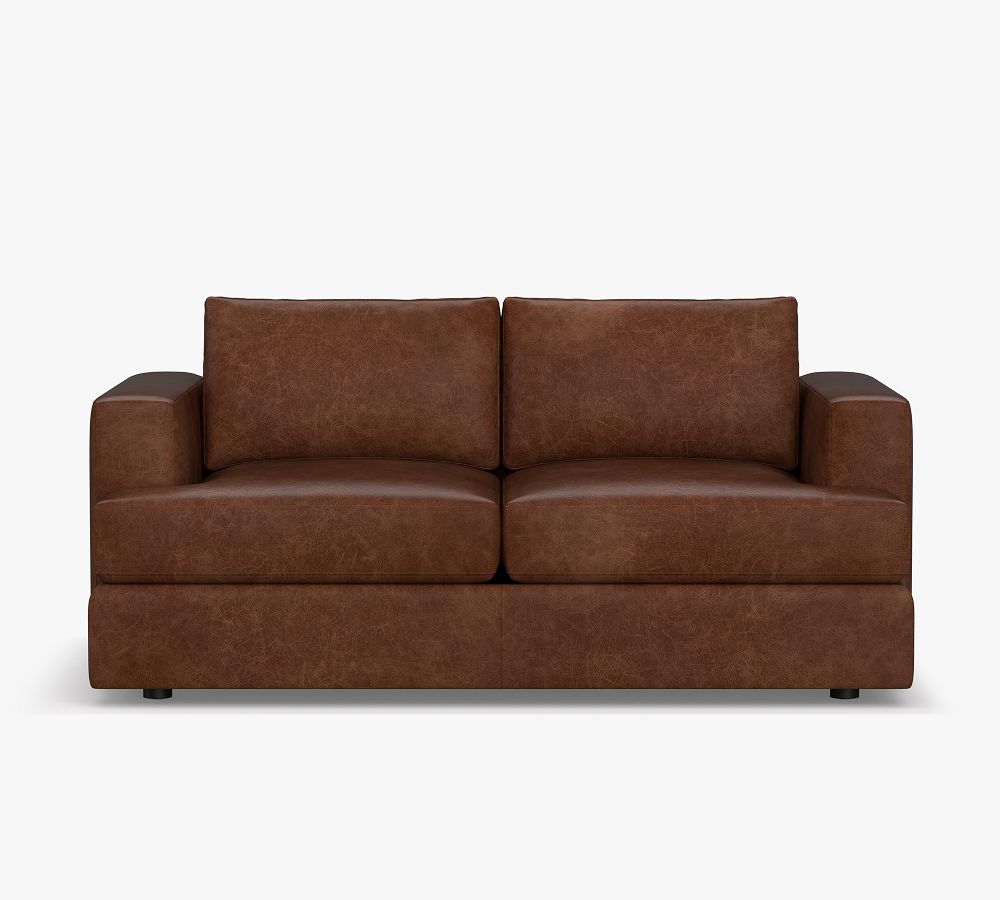 Carmel Recessed Square Arm Leather Sofa Pottery Barn