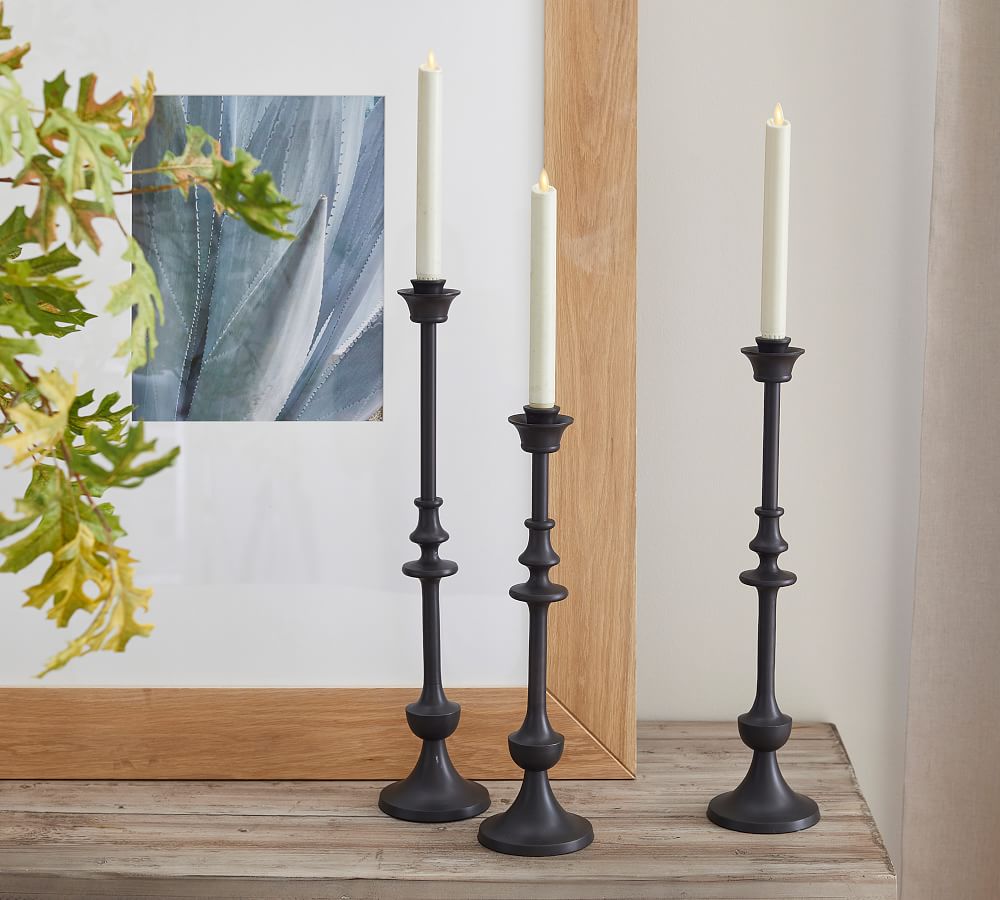 Blake Bronze Taper Candle Holders Set Of 3 Pottery Barn