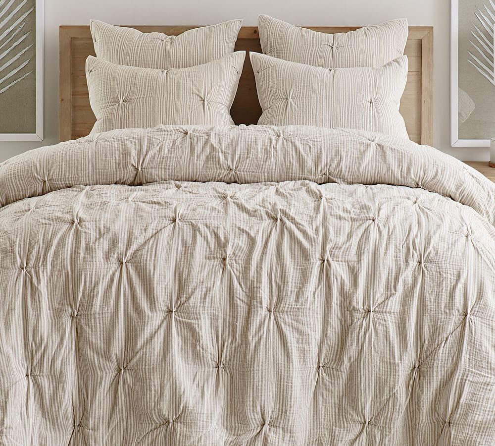 Soft Cotton Striped Handcrafted Quilt & Shams Pottery Barn