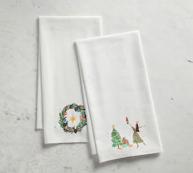 Nutcracker Cotton/Linen Tea Towels - Set of 2 | Pottery Barn