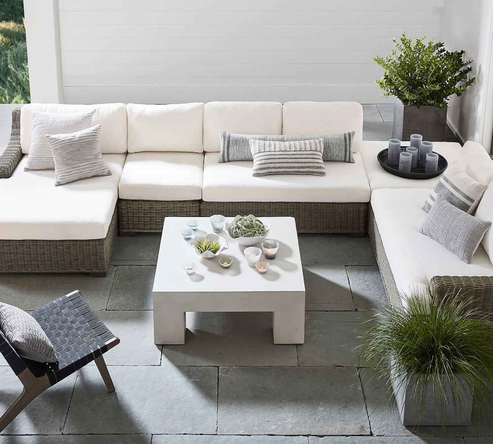 Pomona Indoor/Outdoor 40" Concrete Chunky Leg Coffee Table Pottery Barn