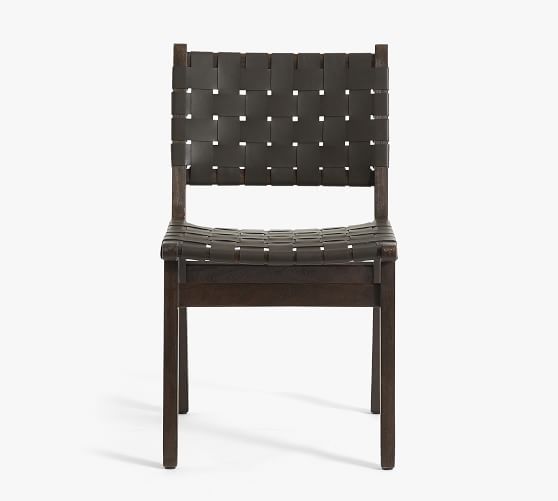 leather woven side chair