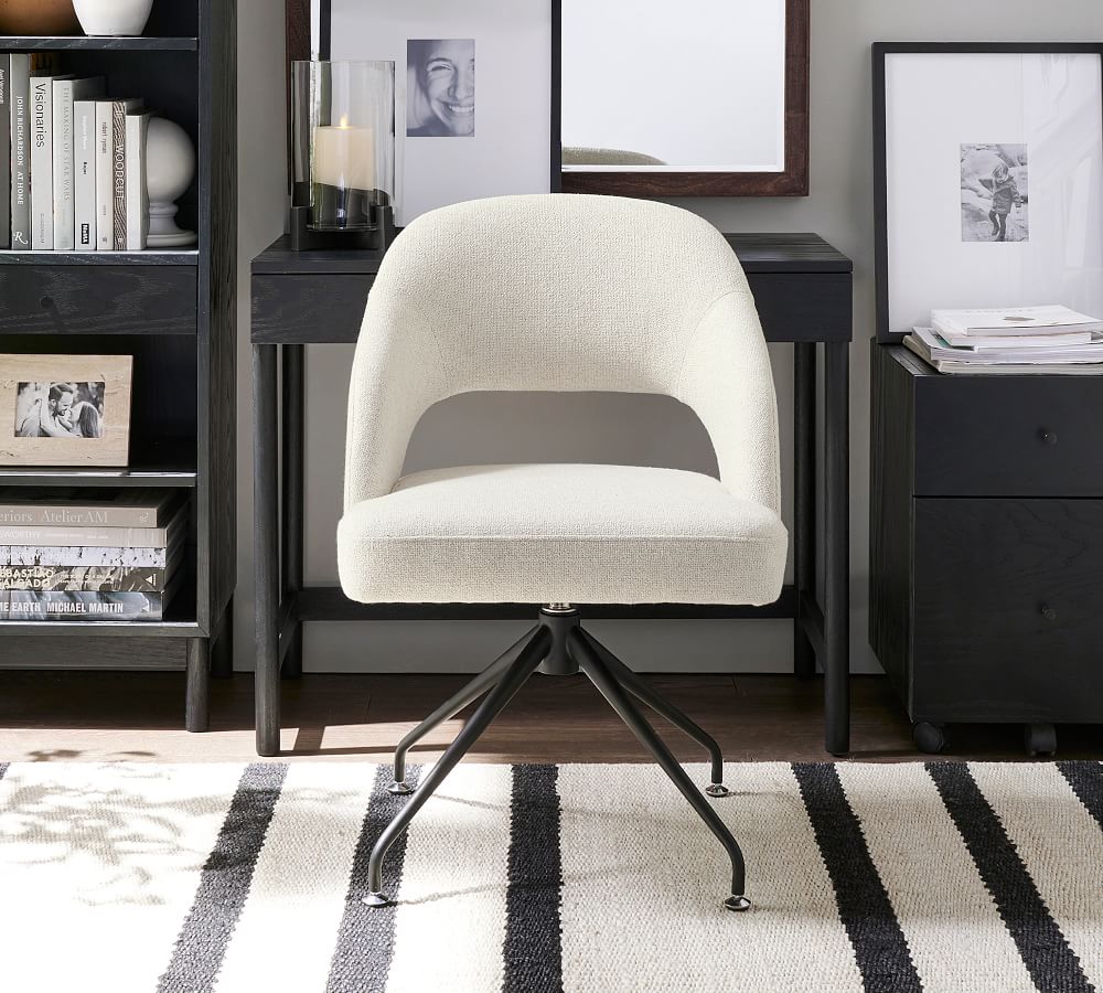 Hartley Upholstered Swivel Desk Chair Pottery Barn
