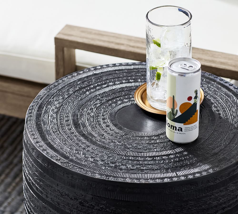 Metal Drum Outdoor Side Table Pottery Barn
