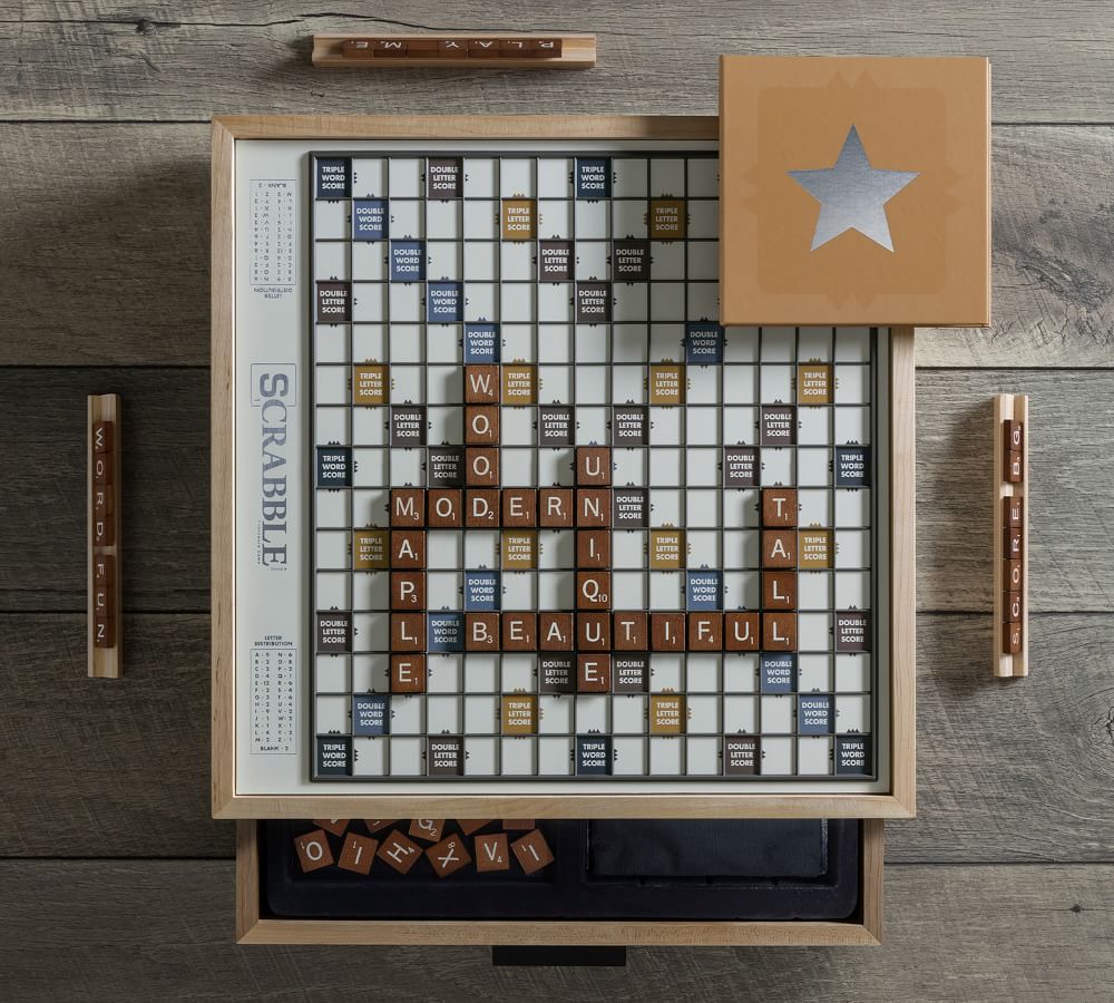 Wooden Scrabble Board Game Maple Luxury Edition Pottery Barn