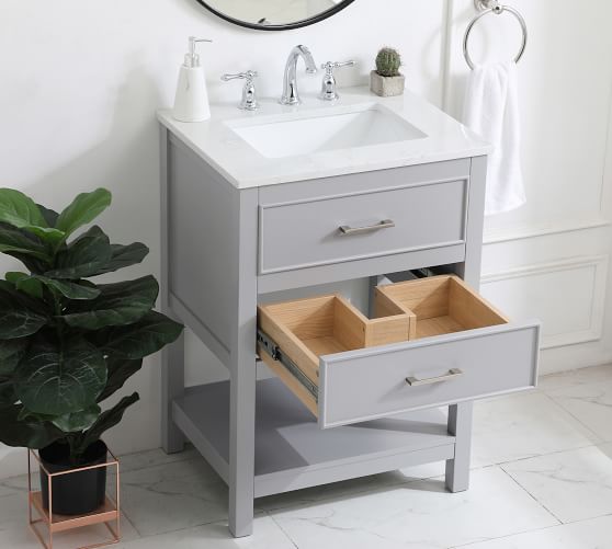 Single Sink Vanity Pottery Barn, 24 Inch Bathroom Vanity With Drawers And Sink
