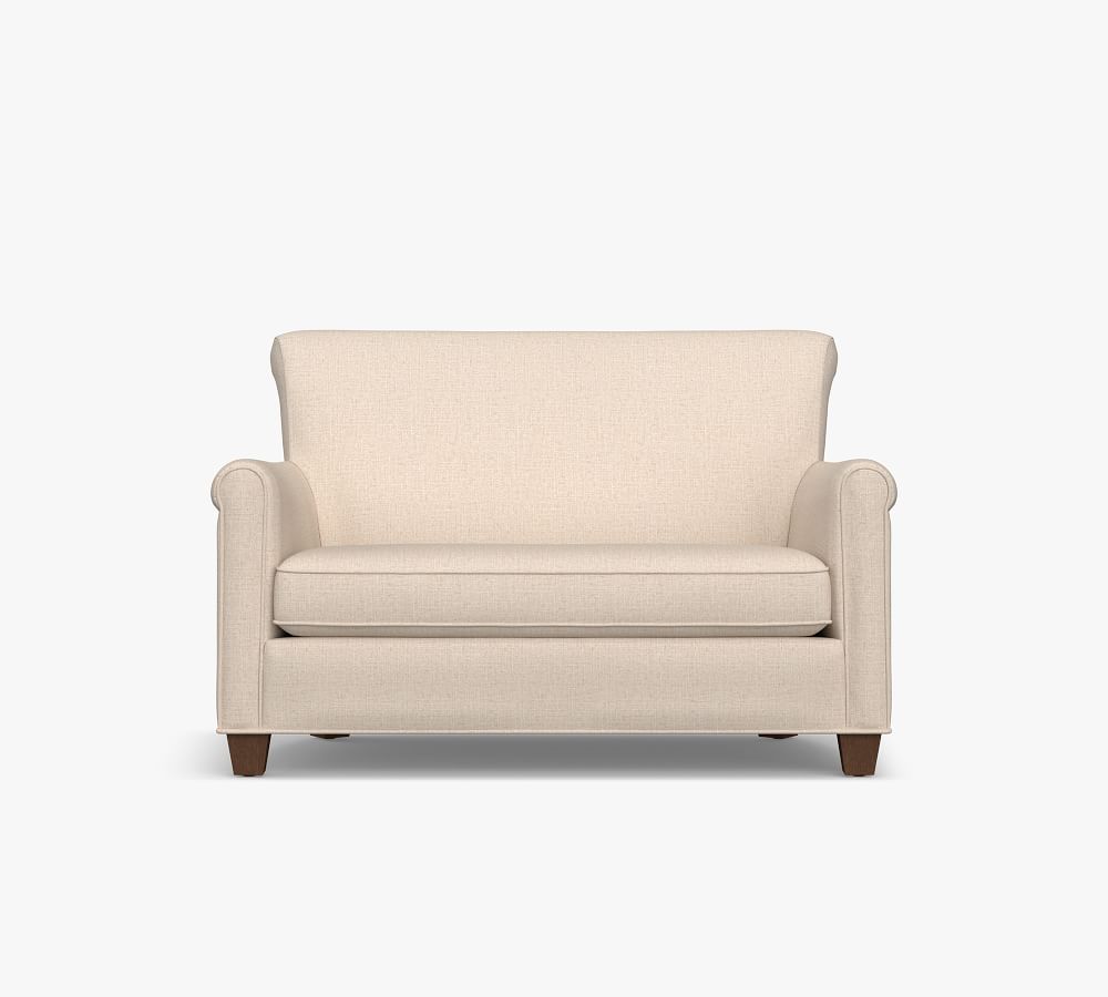 Irving Roll Arm Upholstered Settee Sofa For Small Spaces Pottery Barn