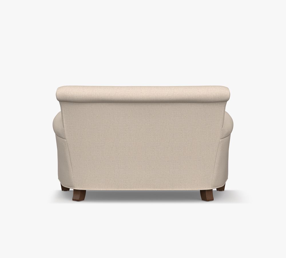 Irving Roll Arm Upholstered Settee Sofa For Small Spaces Pottery Barn