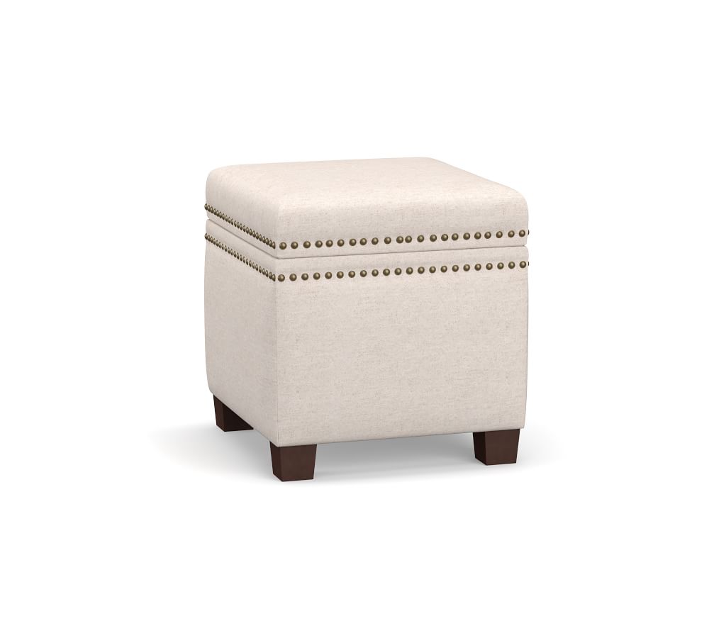 Cube Footstool,Ottoman in Chenille Fabric Buttons 