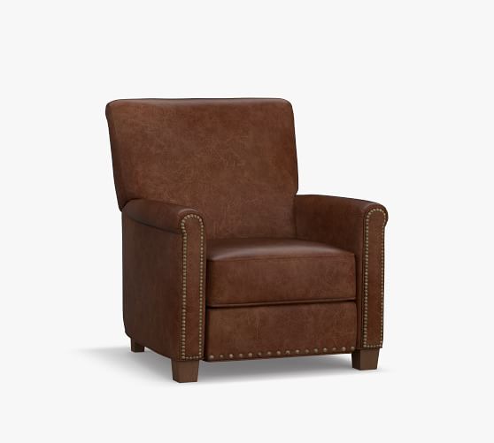 irving leather recliner with nailheads