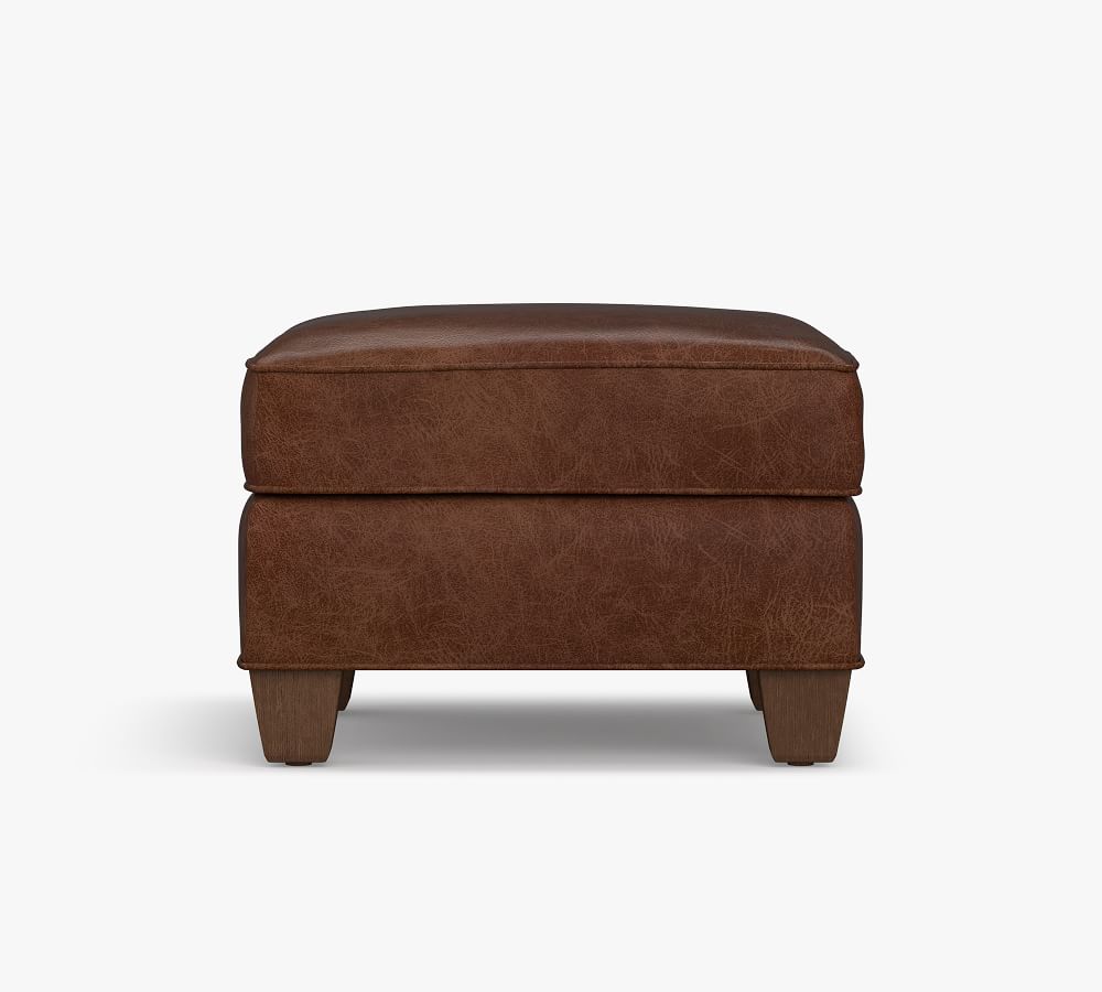 Irving Leather Storage Ottoman Pottery Barn