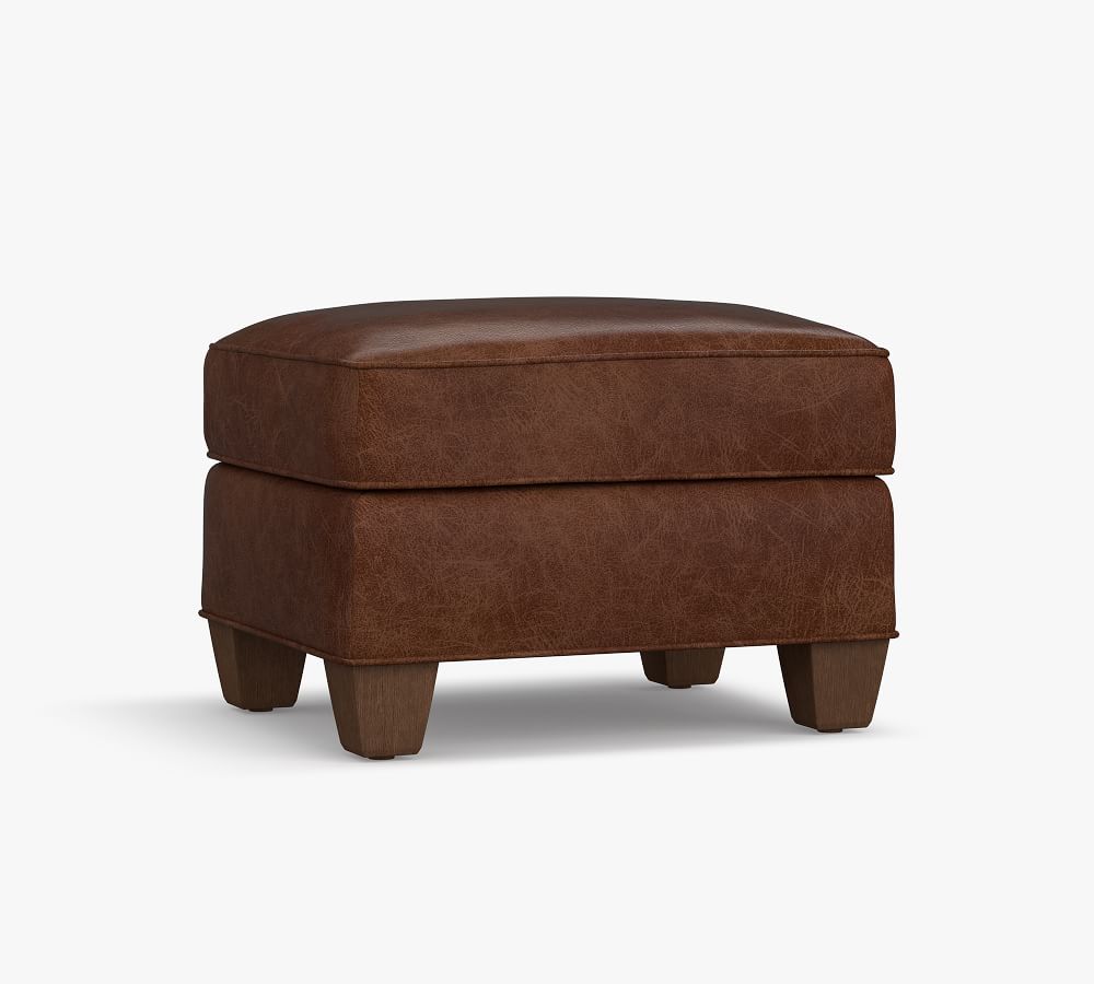 Irving Leather Storage Ottoman Pottery Barn