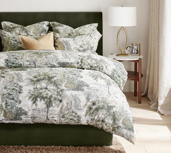 green toile duvet cover