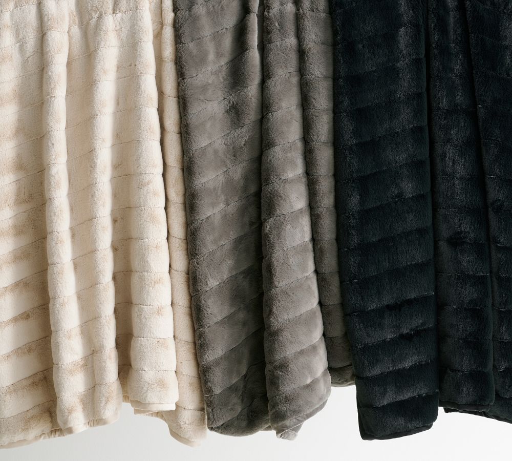 Faux Fur Channel Throw Pottery Barn