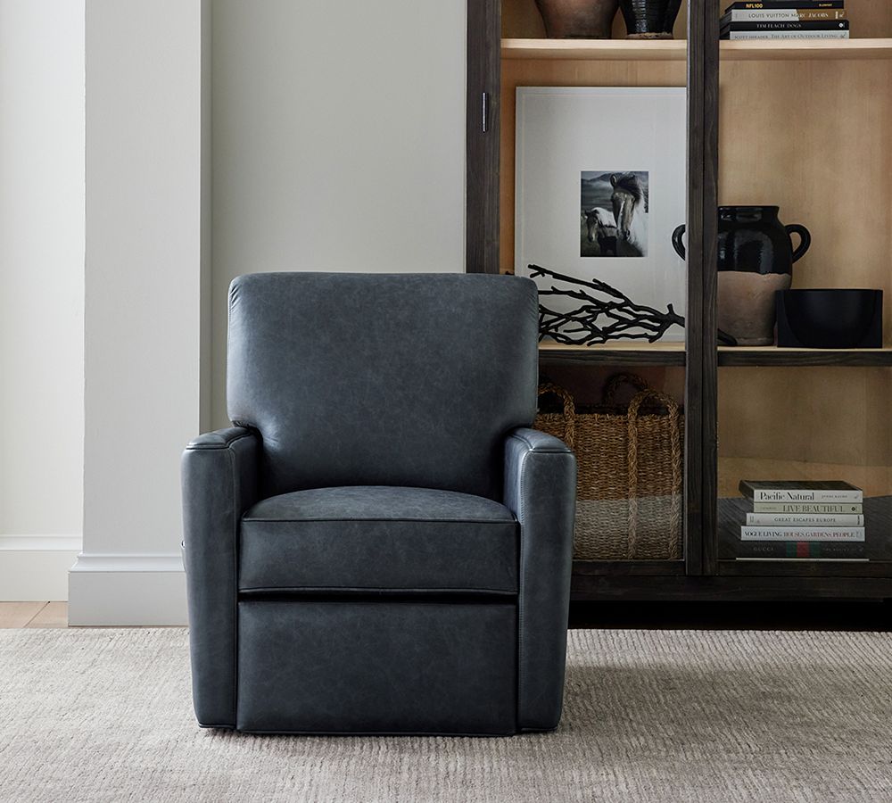 Irving Square Arm Leather Power Lift Recliner Pottery Barn