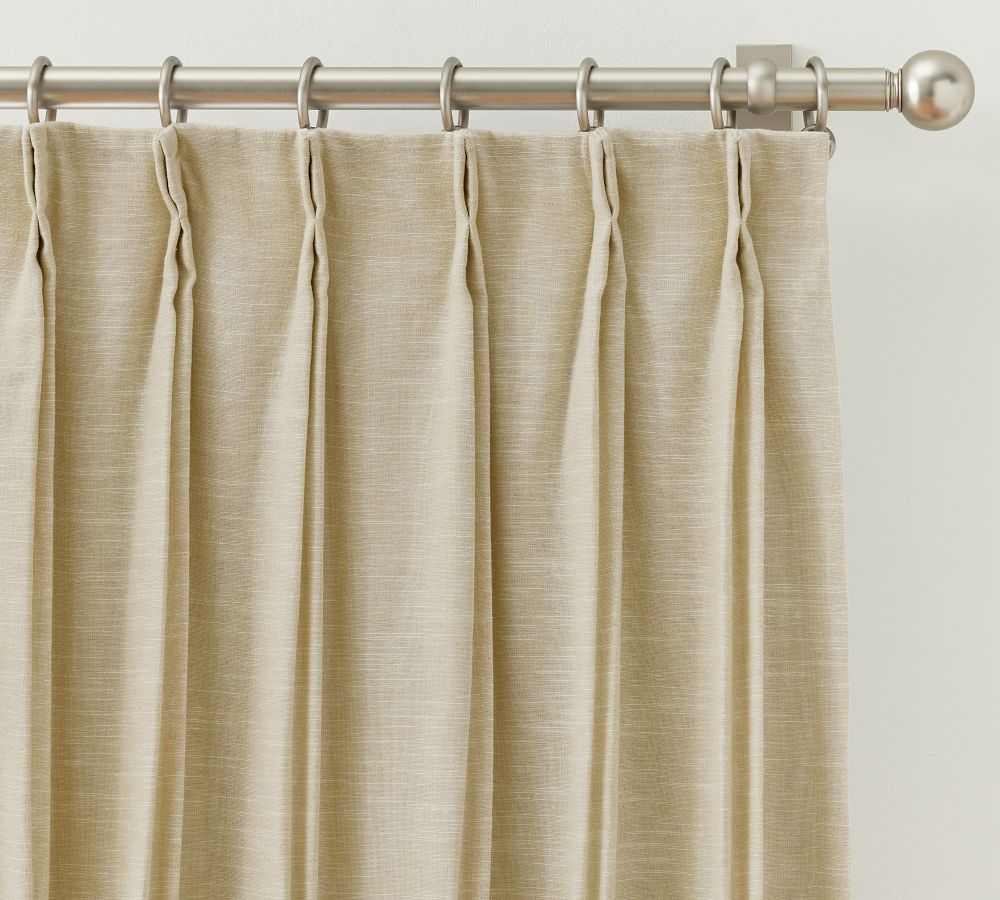 Emery Linen Pinch Pleat Blackout Curtain | Pottery Barn