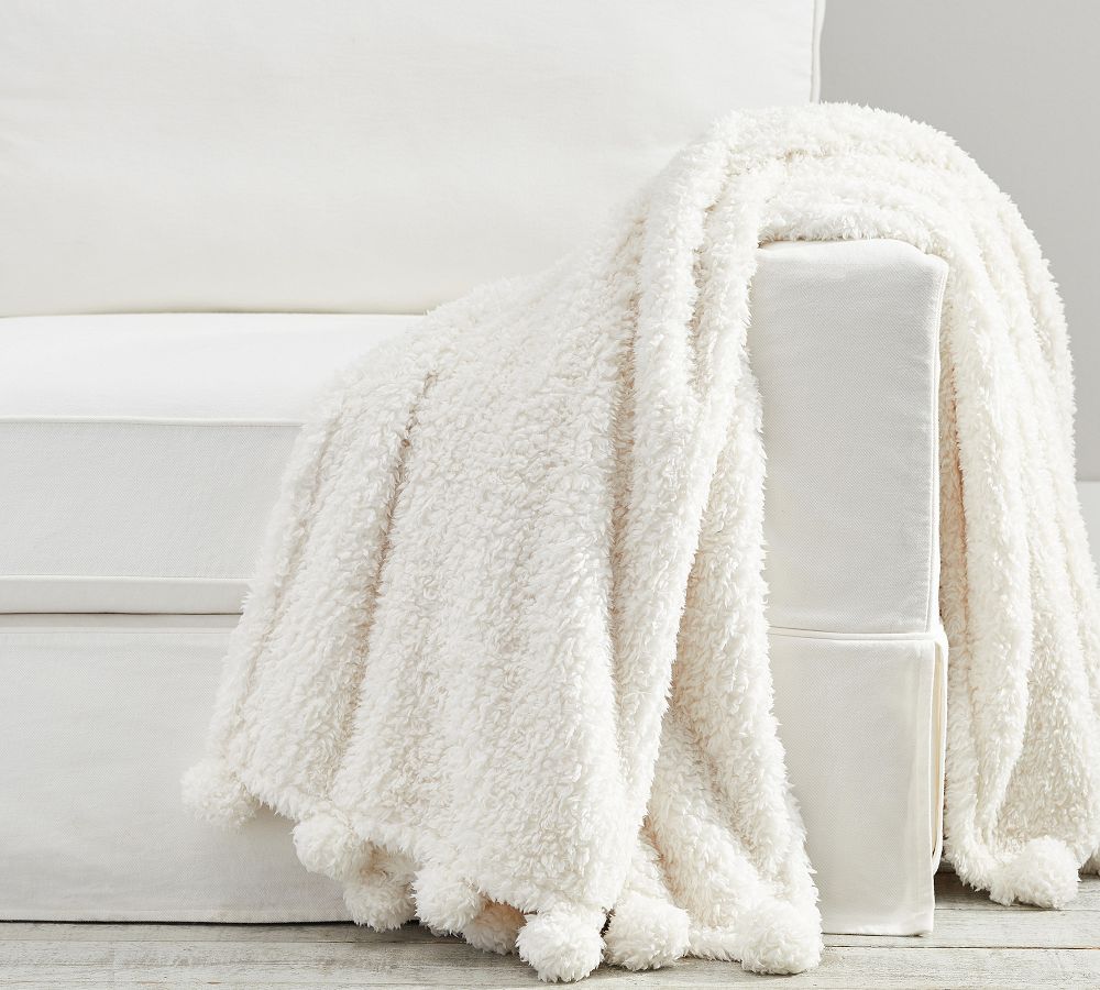 Cozy Pom Pom Sherpa Throws Pottery Barn