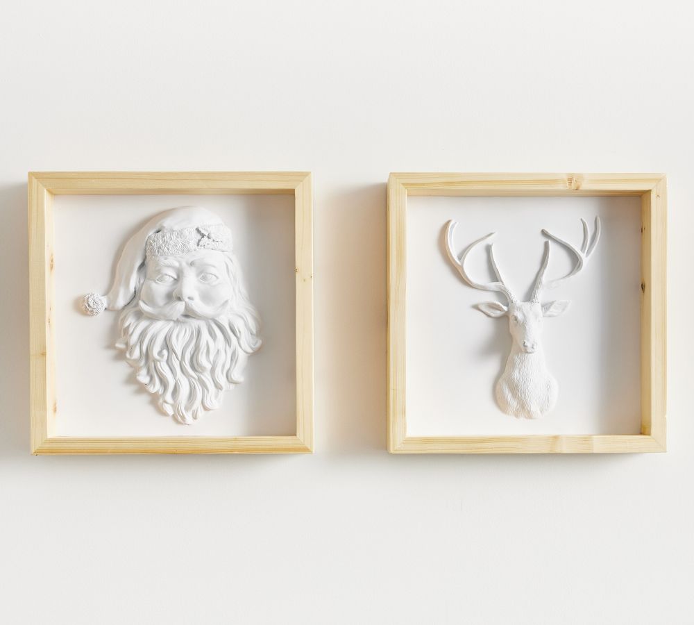 Santa & Reindeer Resin Shadowbox Set of 2 Pottery Barn