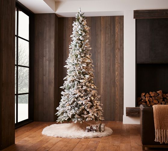 Pre-Lit Flocked Pencil Pine Faux 