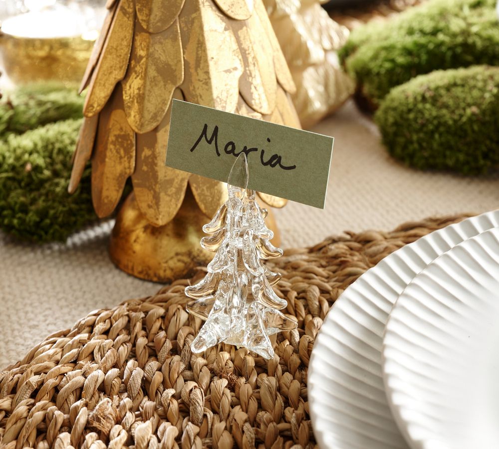 Holiday Tree Glass Place Card Holders Set of 4 Pottery Barn