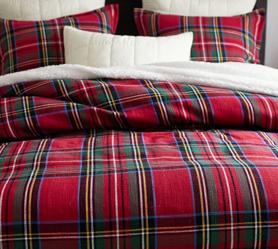 stewart plaid cotton duvet cover