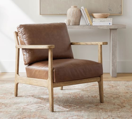 pottery barn leather slipper chair