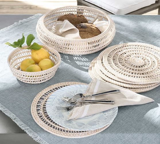 Set of 4 Flat 11 in Basket Trays or Charger Plates 