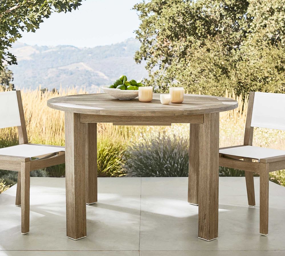 round wood dining table outdoor