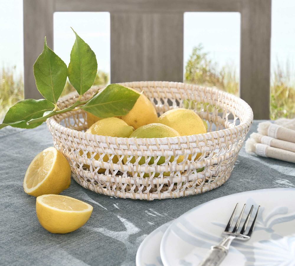 Miramar Handwoven Rattan Serveware Collection Pottery Barn