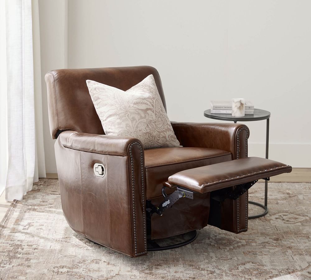 Irving Roll Arm Leather Recliner