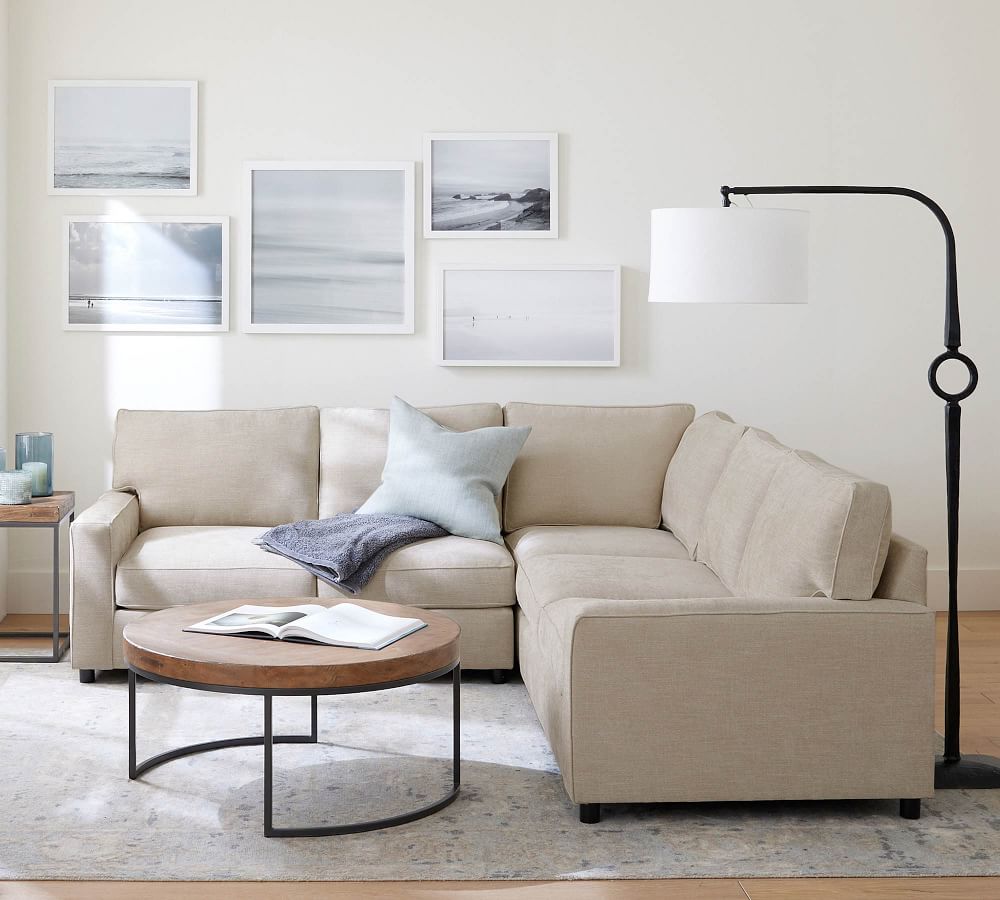 PB Comfort Square Arm Upholstered 3Piece LSectional Pottery Barn