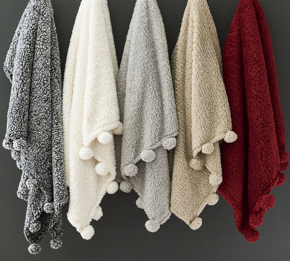 Cozy Pom Pom Sherpa Throws Pottery Barn