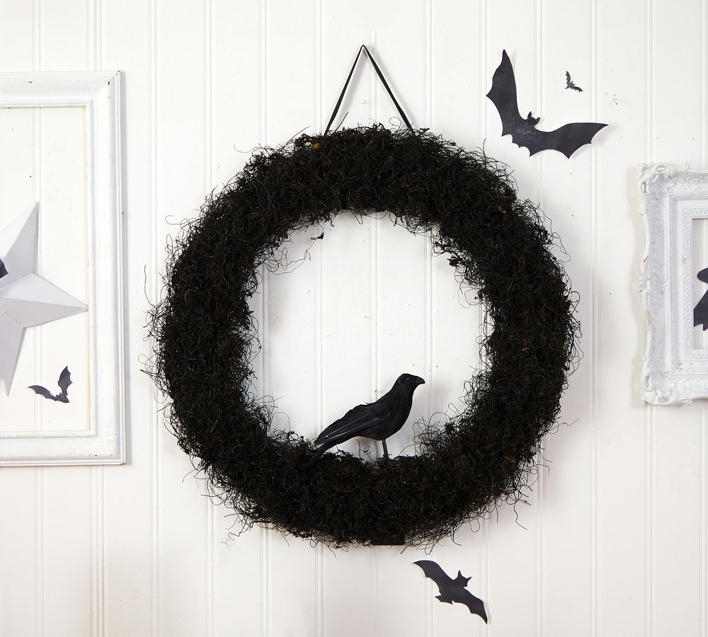 Halloween Black Raven Twig Wreath | Pottery Barn