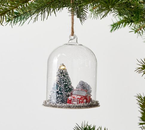 Light Up Christmas Tree Glass Cloche Ornament | Pottery Barn