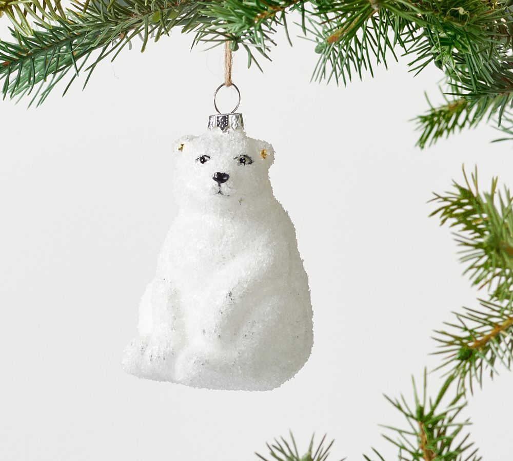 Caviar Beaded Glass Polar Bear Ornament Pottery Barn