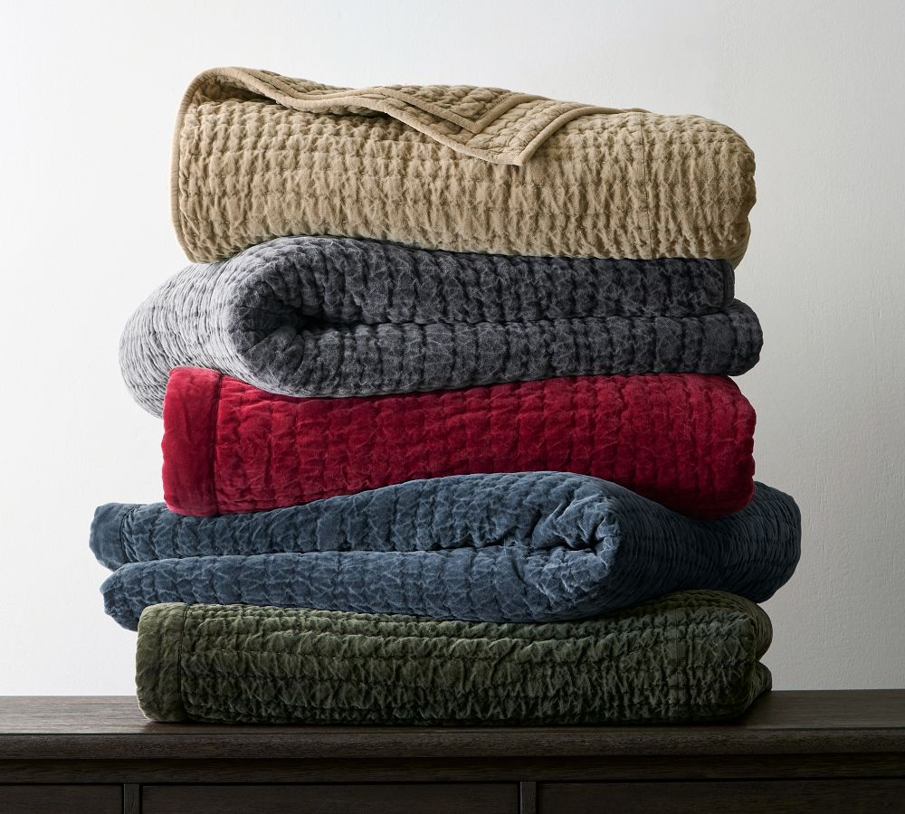 Washed Velvet Handcrafted Quilt Pottery Barn