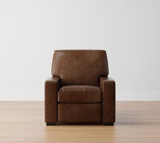 square arm leather recliner