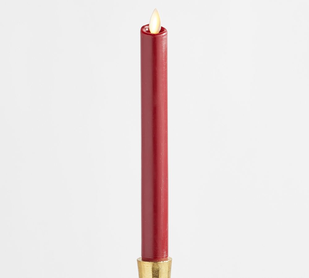 Premium Flickering Flameless Wax Taper Candle Red Pottery Barn