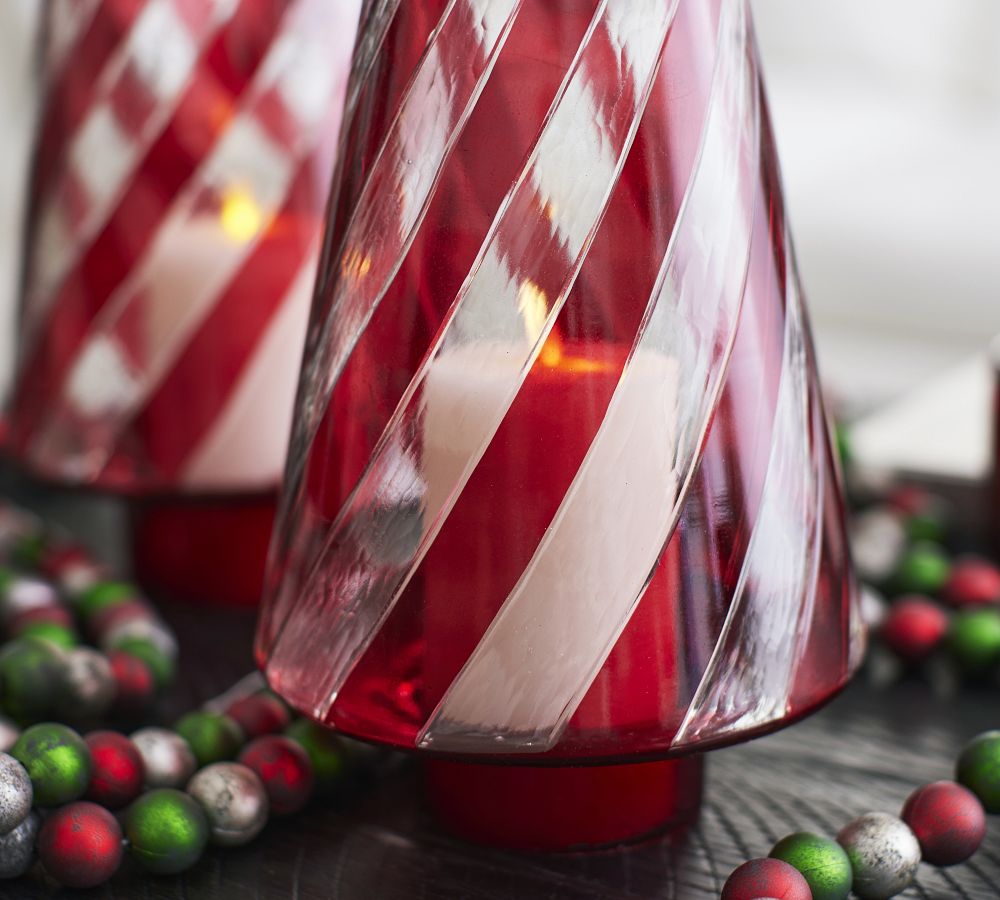 Candy Striped Glass Tree Cloches | Pottery Barn