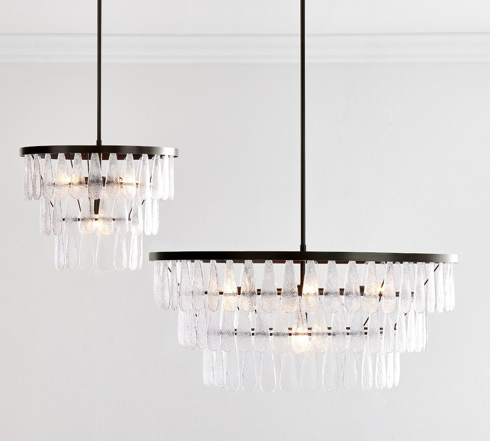 Mable Textured Glass Round Chandelier Pottery Barn