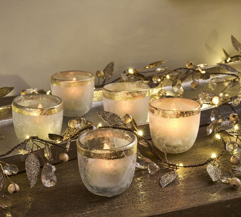 Modern Glass Candleholders - White & Gold | Pottery Barn