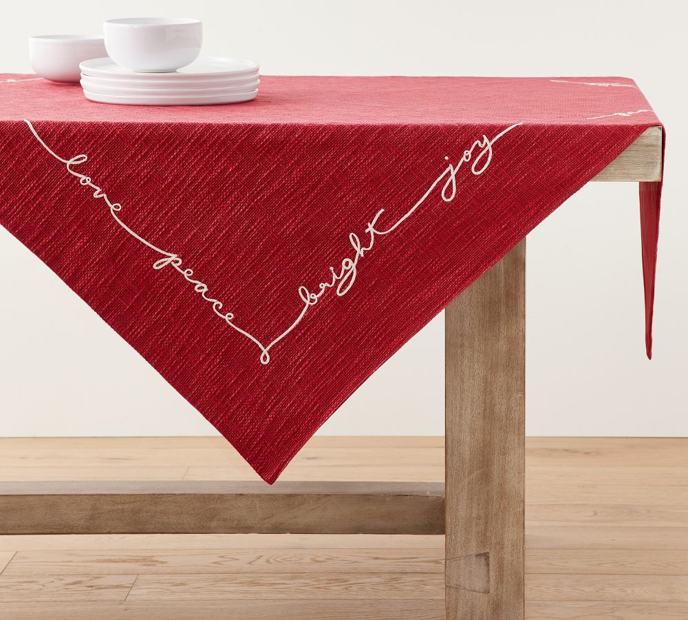 Holiday Sentiment Organic Cotton Table Throw Pottery Barn